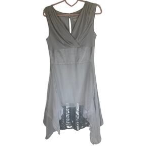 NWT Reiss Penrose Asymmetric Hem Dress Women's UK 12/US 8 Silver Elegant Gown